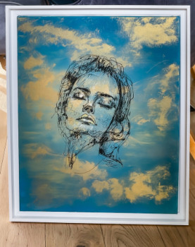 Named contemporary work « La tête dans les nuages », Made by LES TABLEAUX DE LILY