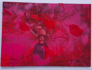 Named contemporary work « Femme en rouge », Made by JUSTINE GéRARD