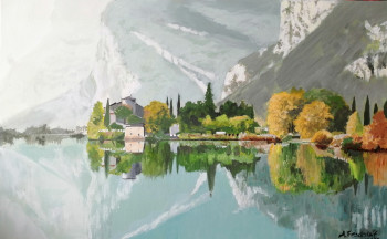 Named contemporary work « Un lac italien », Made by ANDRé FEODOROFF