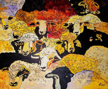Named contemporary work « Le troupeau de moutons », Made by MARIE-LAURE TOURNIER