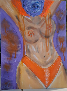 Named contemporary work « Fleur a Culotte orange », Made by ZOUN