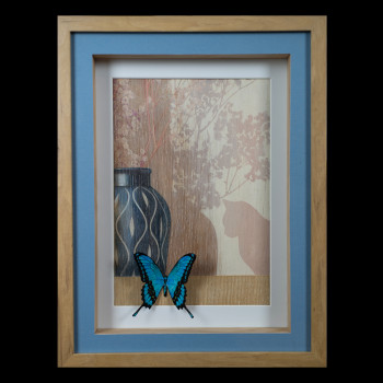 Named contemporary work « Collection Papillon Ziiart 12 sur bois », Made by LEGRAND THIERRY ZIIART