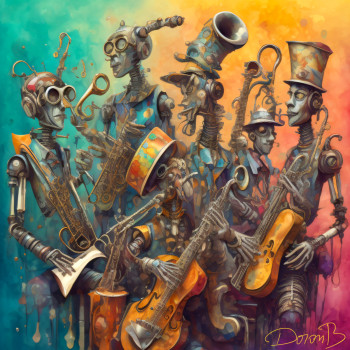 Named contemporary work « Robotique jazz band », Made by DORON B