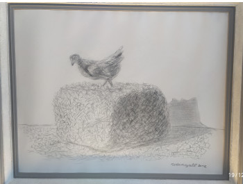 Named contemporary work « LA POULE », Made by HERVé GUIGALL