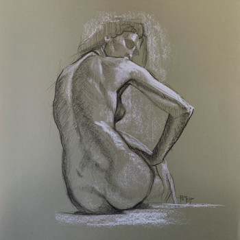 Named contemporary work « Femme nue de dos », Made by PHILIPPE PETIT