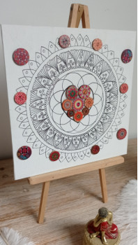 Named contemporary work « Mandala à colorier le coeur », Made by CRAZYRETROATELIER