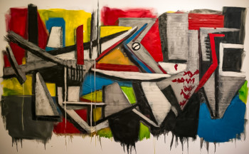 Named contemporary work « je suis un cubiste heureux », Made by @TEDRUB, MR PAINT, WISS, MAITRE COUQUE
