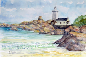 Named contemporary work « Le phare de Pontusval à Brignogan », Made by MICHEL HAMELIN