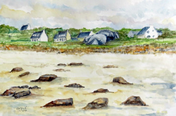 Named contemporary work « La plage de Menez Ham à Kerlouan », Made by MICHEL HAMELIN