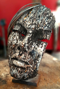 Named contemporary work « Asian Iron face », Made by CHRISTOPHE MILCENT