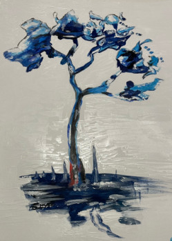 Named contemporary work « L’arbre bleu 2 », Made by CP