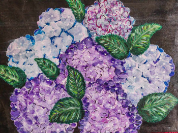 Named contemporary work « HORTENSIAS », Made by ZABOUGNE