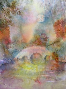 Named contemporary work « Sous la Lune étoilée », Made by CLAIRE VALENTIN