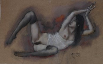 Named contemporary work « M-L au bas noir », Made by IGOR B. GLIK