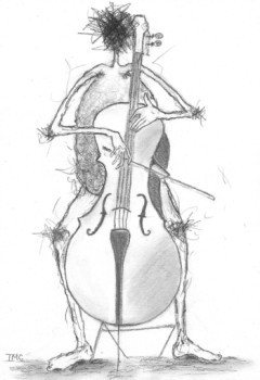 Named contemporary work « Le violoncelliste ou faire corps », Made by TMC