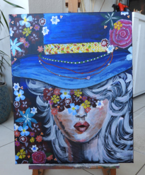 Named contemporary work « La femme au chapeau », Made by LADYCOLORART