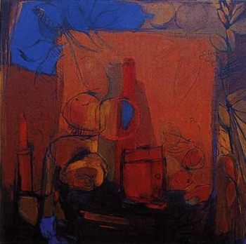 Contemporary work named « Nature morte avec deux bouteilles », Created by CAMILLE MURCIA