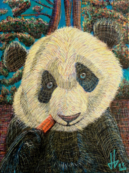 Named contemporary work « Panda's meal », Made by JULIEN GILLES
