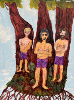Named contemporary work « Se nourrissant des énergies des arbres. », Made by MITRA SHAHKAR