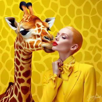 Named contemporary work « La femme a la girafe », Made by JULINE ARMAND
