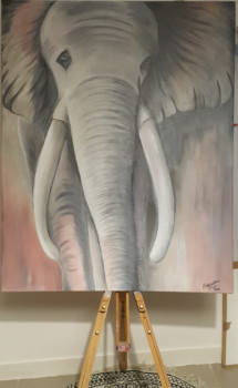 Named contemporary work « Elephant », Made by KMACHA