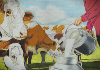 Named contemporary work « Récolte du lait. », Made by PIRDESSINS