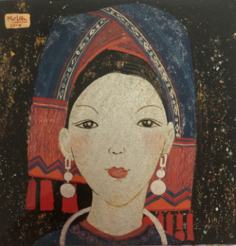 Named contemporary work « Portrait jeune femme minorité du Vietnam », Made by MAI LIêN