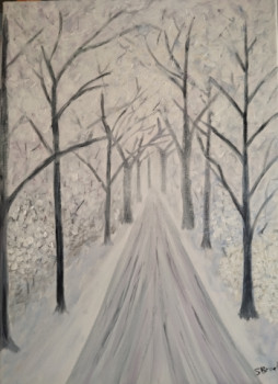 Named contemporary work « Chemin sous la neige », Made by SYLVIANE BRUEL