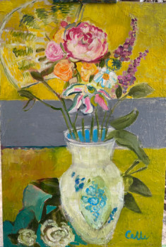 Named contemporary work « Pot de fleurs avec eventail », Made by EMANUELA CELLEGHIN