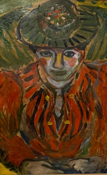 Named contemporary work « Femme au chapeau », Made by EMANUELA CELLEGHIN
