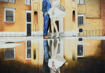 Named contemporary work « Dancing in the rain », Made by PIRDESSINS