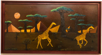 Named contemporary work « Girafes et lune rousse ( Girafogalo 2 ) », Made by FRANK