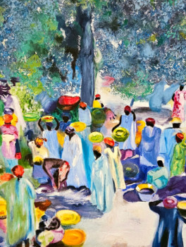 Named contemporary work « Marché de Bamako », Made by ISABELLE DE CHABANNES