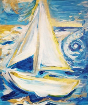 Named contemporary work « Évasion bateau lumière », Made by MARILOU PERRIAT-SANGUINET