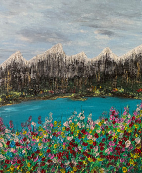 Named contemporary work « Canal en fleur en montagne », Made by FAB’M-