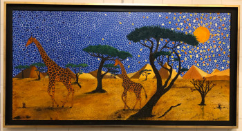 Named contemporary work « Mozahik Girafes », Made by FRANK