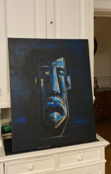 Named contemporary work « The blue Moai », Made by AMANDA MC STUDIO