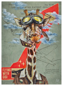 Named contemporary work « GIGI l'aviatrice », Made by BAZART GRAFIK