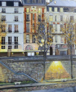 Named contemporary work « soir sur les quais », Made by JEAN-MICHEL YON