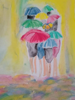 Named contemporary work « Parapluie de couleur », Made by MILA