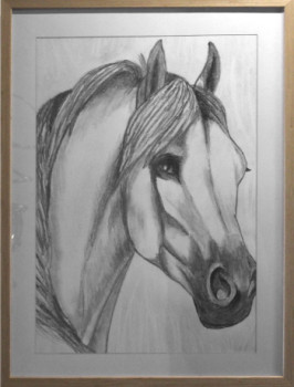 Named contemporary work « 336 - cheval au graphite - 3330624 », Made by GDLAPALETTE - UN UNIVERS DE CREATIONS