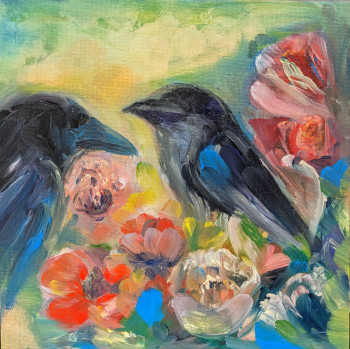 Named contemporary work « Two ravens », Made by JULIA KKOS