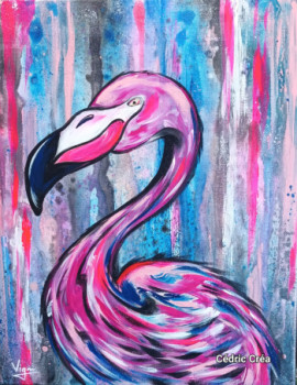 Named contemporary work « Animal - flamant rose », Made by CéDRIC CRéA