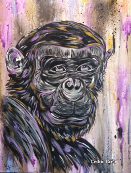 Named contemporary work « Animal - singe - street art », Made by CéDRIC CRéA