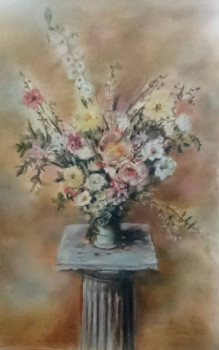 Named contemporary work « Bouquet Colonne au pastel sec », Made by CLICKART+