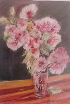Named contemporary work « Les roses tons roses au Pastel Sec », Made by CLICKART+