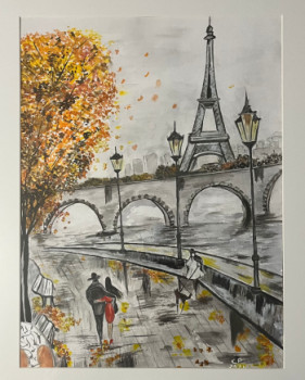 Named contemporary work « Paris en automne », Made by CP