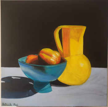 Named contemporary work « Pot avec vase de fruits », Made by PATRICK FOI
