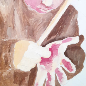 Named contemporary work « Enfant au violon », Made by AGNèS MAGNAN