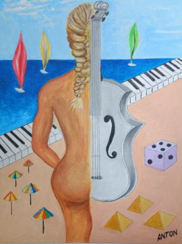 Named contemporary work « La femme au violon », Made by POL-ART